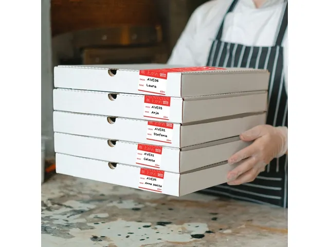 Etiket Avery sluitzegel met breukindicatie rood 40x95mm 250 stuks