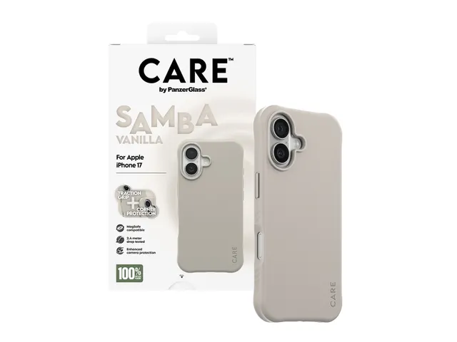 PanzerGlass CARE by Samba Case Vanilla w. MagSafe iPhone 17, Hoe