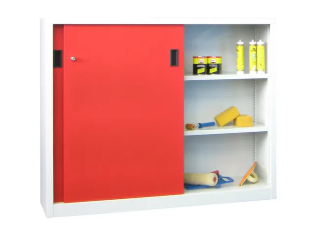 schuifdeurkast,HxBxD 1200x1500x500mm,RAL7035,front RAL3000