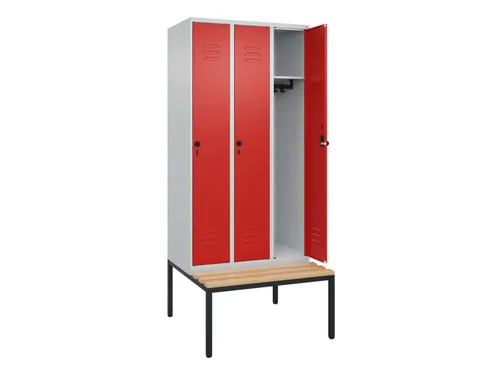 Dekenkist Classic+ 3 vakken 30cm 212x90x81.5cm Lichtgrijs/Rood