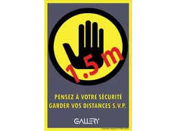 Sticker Waarschuwing Houd 1,5 Meter Afstand A5 Frans