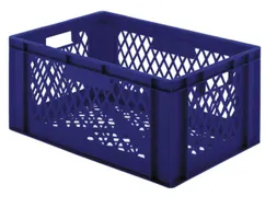 Euronorm-stapelbak 51l 270x600x400mm Wanden/bodem Opengewerkt Blauw