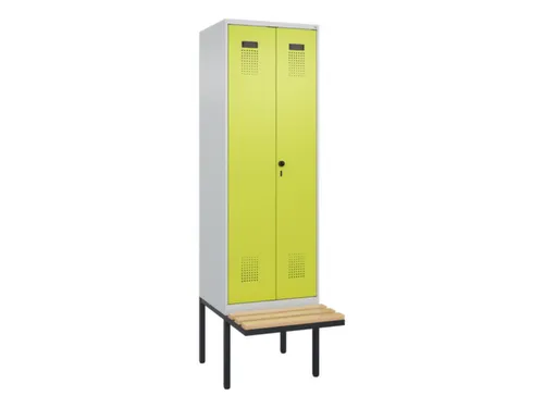 locker met bank,voor scheiding van kleding,HxBxD 2120x600x815mm,2vak