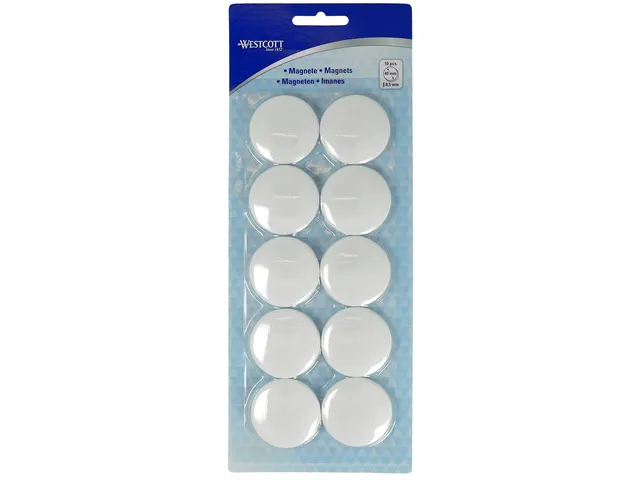Aimant Westcott Ø 40x8,5mm 2500g Blanc Set 10 pièces