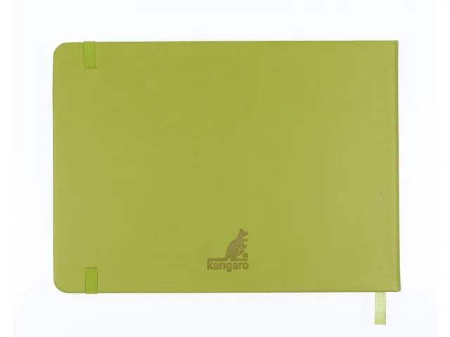 Schetsboek Kangaro A5 landscape lime green PU HC 80 vel 140gr roomwit