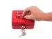 Geldkist MAUL met muntgleuf en slot 125x95x60mm rood