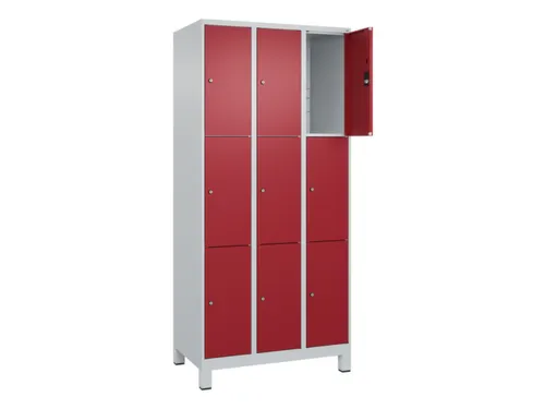 lockerkast,HxBxD 1950x900x500mm,3x3vakken,vak B 300mm,cil.-slot,voeten