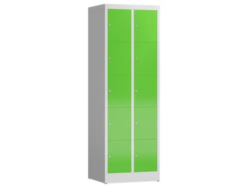 Lockerkast 1800x590x500mm 2x5 vakken cilinderslot, sokkel, RAL6018