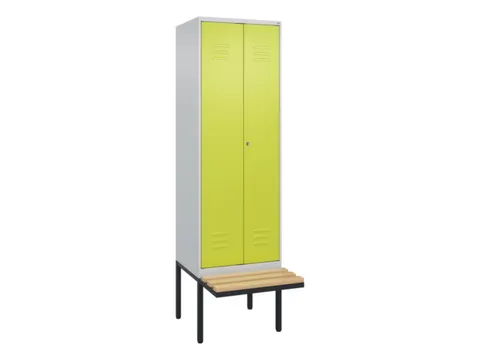 PBM-locker met bank,HxBxD 2120x600x815mm,2vak,vak B 300mm,cil.-slot