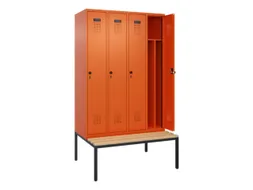 locker met bank,voor scheiding van kleding,HxBxD 2120x1200x815mm,4vak