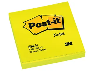 Memoblok 3M Post-it 654 76x76mm neon geel - 2