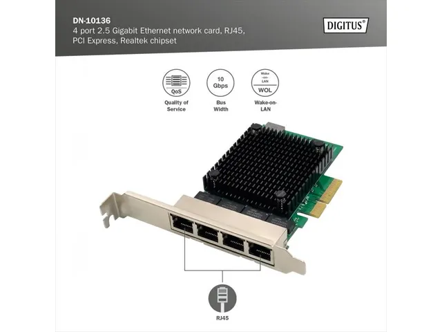 4-poorts 2,5 Gigabit Ethernet-netwerkkaart RJ45 PCI Express