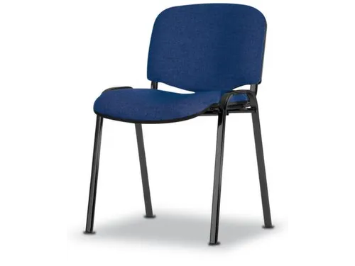 Bezoekersstoel,4Voeten Ovale Buis Zwart,Zitting Stof Donkerblauw