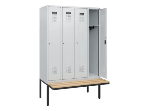 locker met bank,HxBxD 1950x1200x815mm,4vak,vak B 300mm,cilinderslot