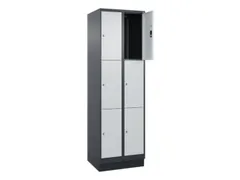lockerkast,HxBxD 1950x600x500mm,2x3vakken,vak B 300mm,cil.-slot,sokkel