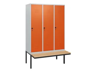 locker met bank,HxBxD 1950x1200x815mm,3vak,vak B 400mm,draaigrendel - 1