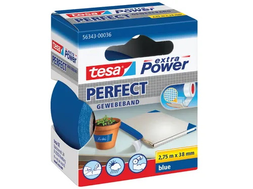Plakband Tesa textiel 38mmx2.75m blauw