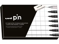 Uni Pin fineliner set + vulpotlood en gom