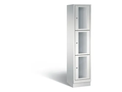 Lockerkast 1800x420x500mm 1x3 vakken Cilinderslot, Sokkel, RAL7035