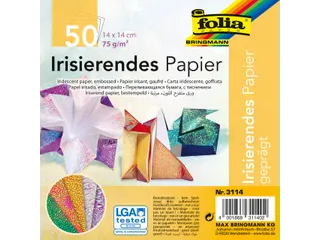 Vouwblaadjes Folia 75gr 14x14cm 50 vel 2-zijdig iriserend embossing as - 1