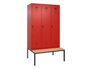 locker met bank,voor scheiding van kleding,HxBxD 2120x1200x815mm,3vak - 2