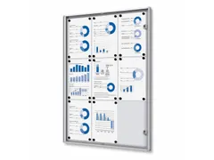 Vitrinekast Mededelingenbord Indoor Economy 9xA4 Zilver