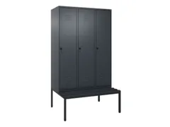 locker met bank,HxBxD 2120x1200x815mm,3vak,vak B 400mm,draaigrendel