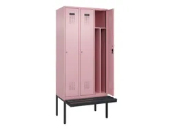 locker met bank,voor scheiding van kleding,HxBxD 2120x900x815mm,3vak