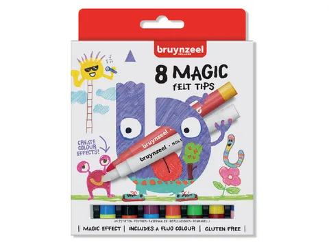 Viltstift Bruynzeel Kids Magic set à 8 kleuren