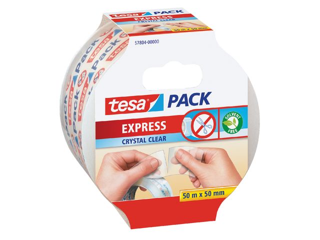 Verpakkingstape Tesa 50mmx50m afscheurbaar transparant | PackingStore.nl