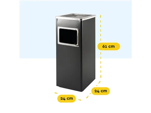 Afvalbak met asbak BRASQ 16 liter AT600 zwart