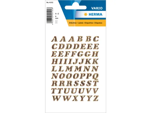 Etiket Herma 4192 8mm Letters A-Z Goudfolie Glitter 61 stuks