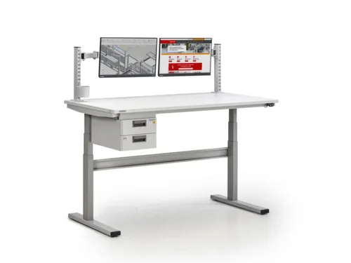 ESD-montagetafel,HxBxD 630-1270x900x800mm,blad gelamineerd grijs