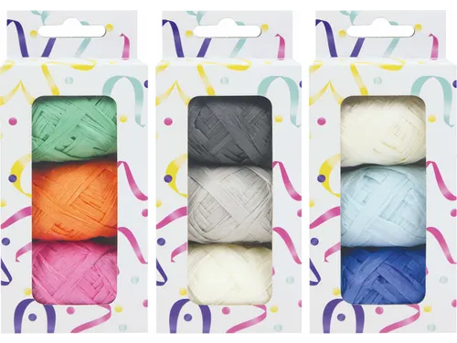 Lint raffia assorti: oranje, groen & roze