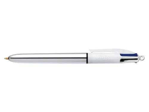 Balpen Bic 4kleuren shine medium zilver