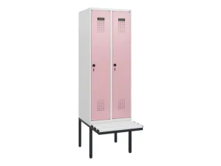 locker met bank,HxBxD 1950x600x815mm,2vak,vak B 300mm,draaigrendel - 2