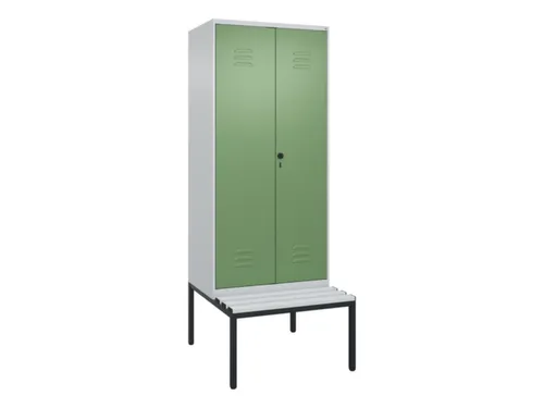 PBM-locker met bank,HxBxD 2120x800x815mm,2vak,vak B 400mm,draaigrendel