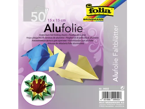 Vouwblaadjes Folia 15x15cm 50 vel alufolie assorti kleuren