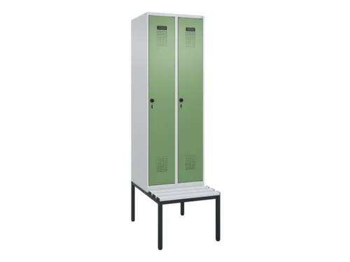 locker met bank,voor scheiding van kleding,HxBxD 2120x600x815mm,2vak