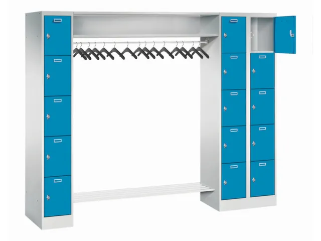 personeelsgarderobe draaigr. 1950x2250x500mm 3x5 vakken 300mm RAL5012