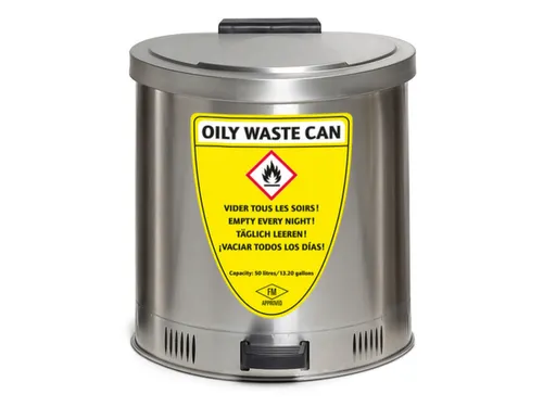 afvalbak voor poetsdoeken,RVS,50l,HxBxD 540x495x505mm,m. pedaal