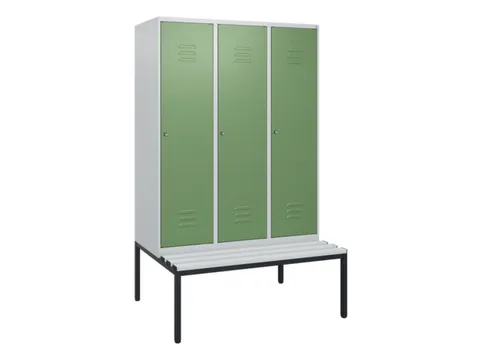 locker met bank,HxBxD 1950x1200x815mm,3vak,vak B 400mm,cil.-slot