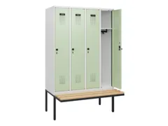 locker met bank,HxBxD 1950x1200x815mm,4vak,vak B 300mm,draaigrendel