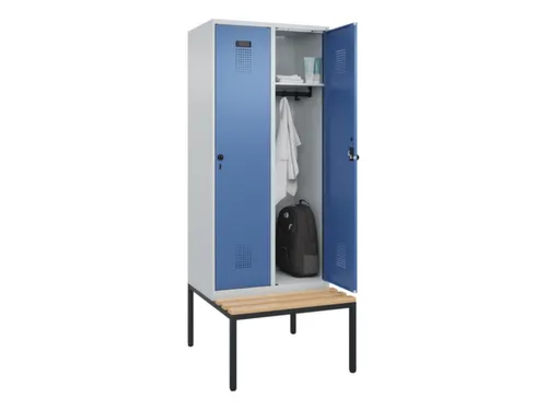 locker met bank,HxBxD 2120x800x815mm,2vak,vak B 400mm,draaigrendel