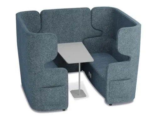 Zitgroep 2Banken Tafel 4-Zits Geluidabsorberend Blauw 1320x2200x1570mm