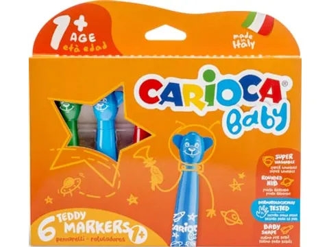 Viltstift Baby Teddy, Doos à 6 Stuks Assorti Kleuren