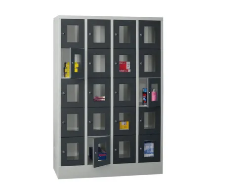 lockerkast,HxBxD 1850x1200x500mm,4x5vakken,RAL7035,front RAL7016