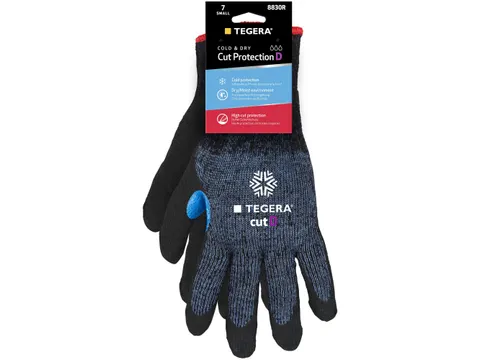 Tegera 8830R koudebestendige handschoenen, zwart/blauw, maat 8, per 6