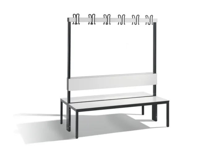 omkleedbank,HxLxD 1650x1500x760mm,HPL wit,frame staal RAL7021