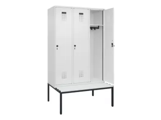 locker met bank,HxBxD 2120x1200x815mm,3vak,vak B 400mm,draaigrendel - 1